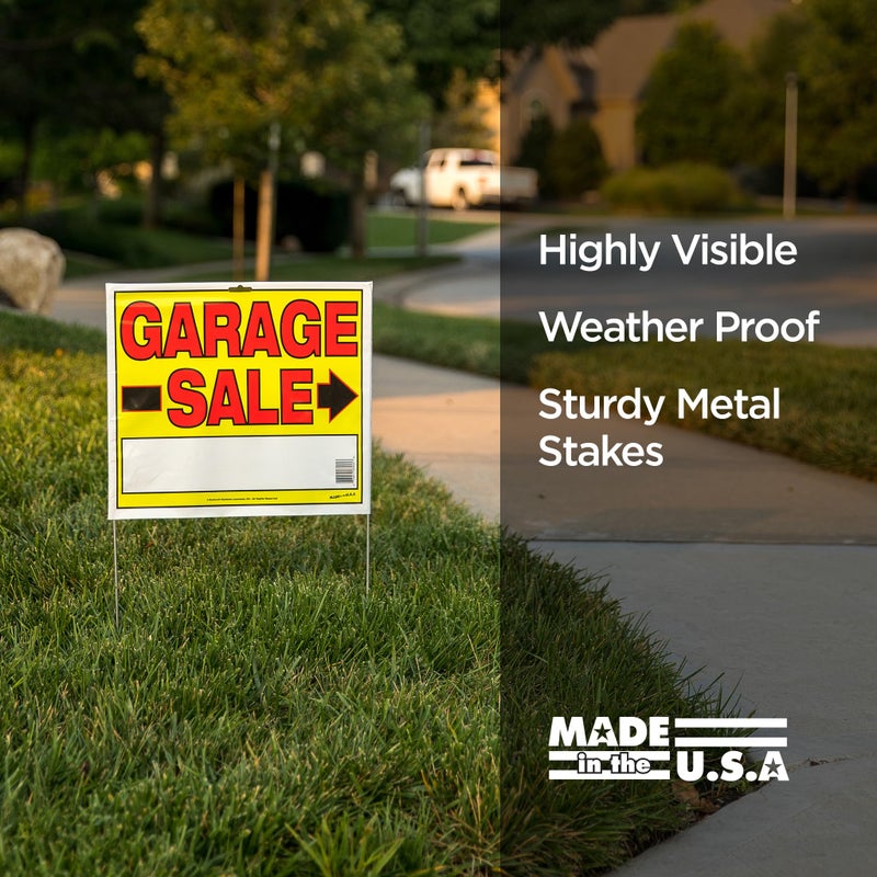 Sunburst Systems 3905 Garage Sale Sign, Assembled with metal U-Stake, Double Sided, 14" x 22" (Including Stakes), 10 Pack - Image 2